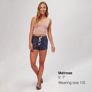 Sundry Dolphin Style Navy Multi Striped Cotton Drawstring Shorts Sz Small M43